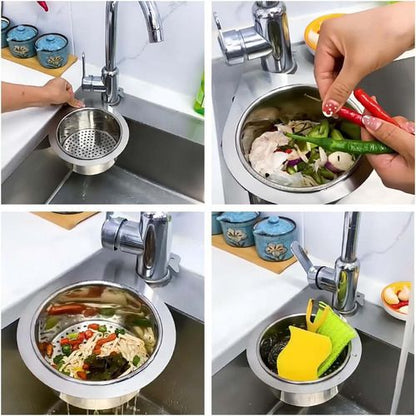 Stainless Steel Sink Organiser – All-in-One Basket with Intelligent Drain | Buy 1 Get 1 Free 🔥