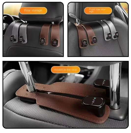 Car Seat Hook with Car Logo, Rear Seat Car Hook, Multifunctional Rear Seat Thickened Hanger for Car Interior