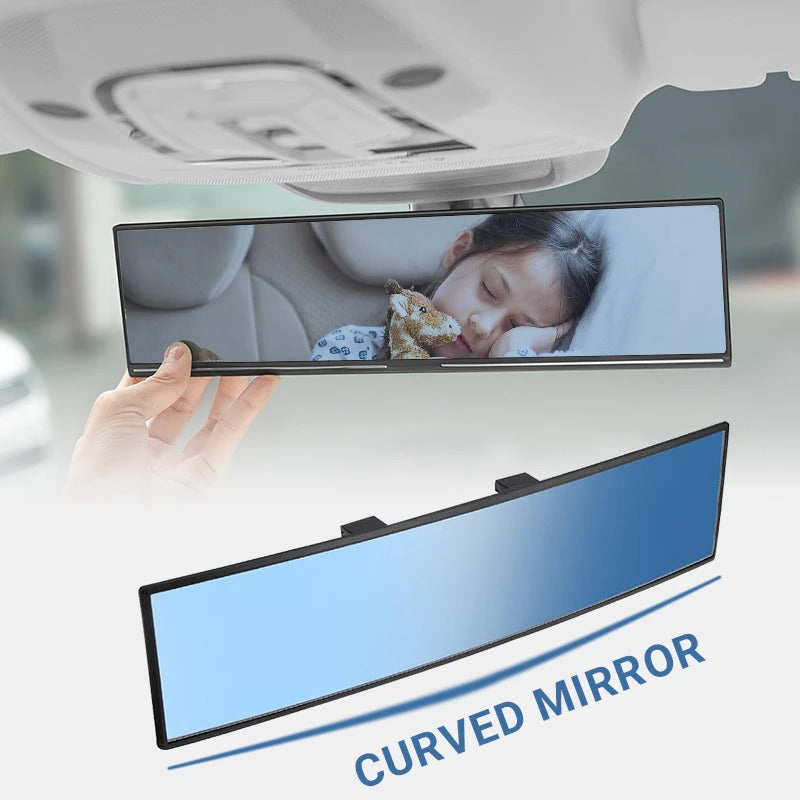Wide curved rearview mirror for cars